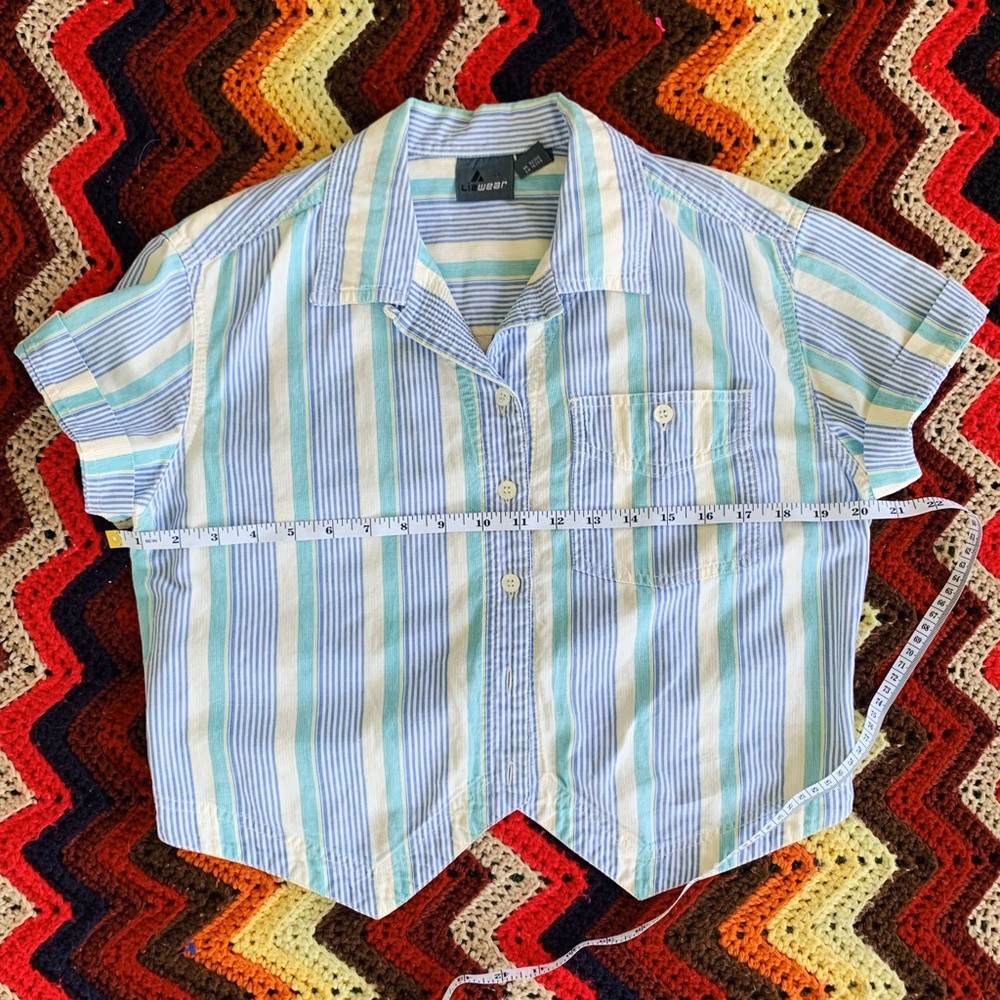 SOLD Vintage 90s Lizwear Pastel Striped Button Up - Picture 6 of 7